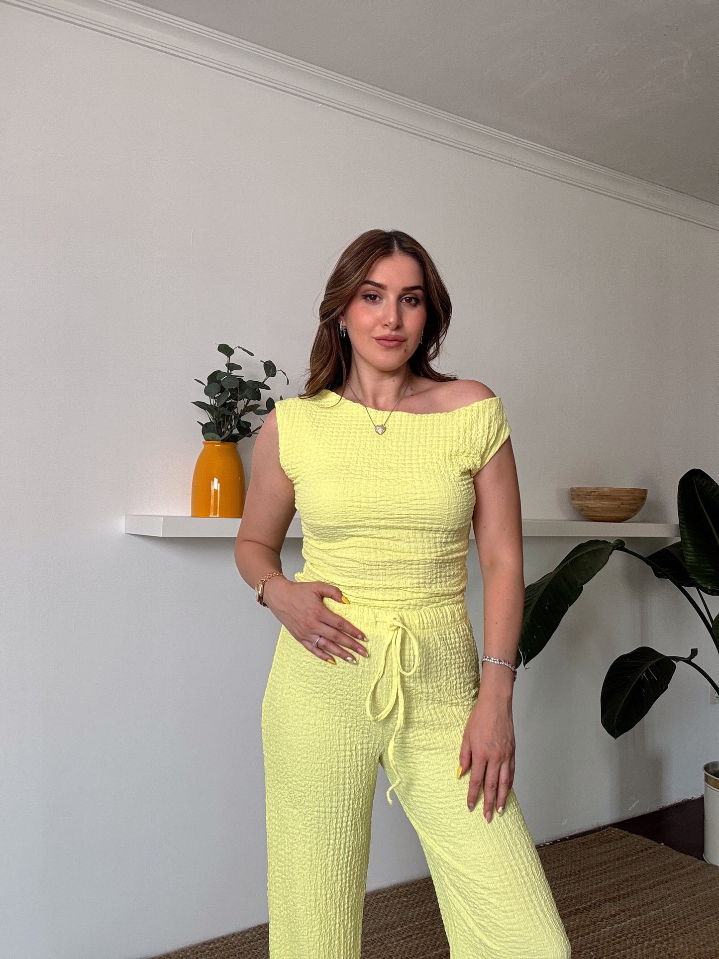 ELİZA yanları büzgülü ikili takım SARI