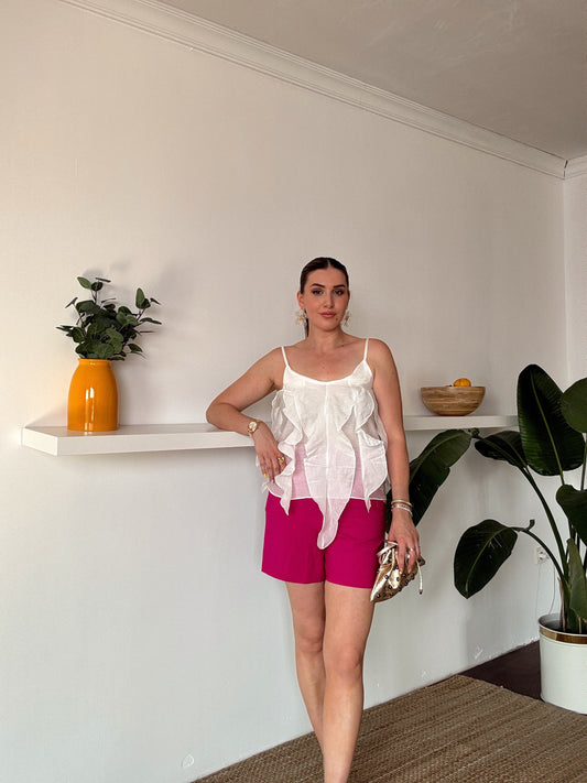 İp Askılı Fırfırlı Atlet beyaz