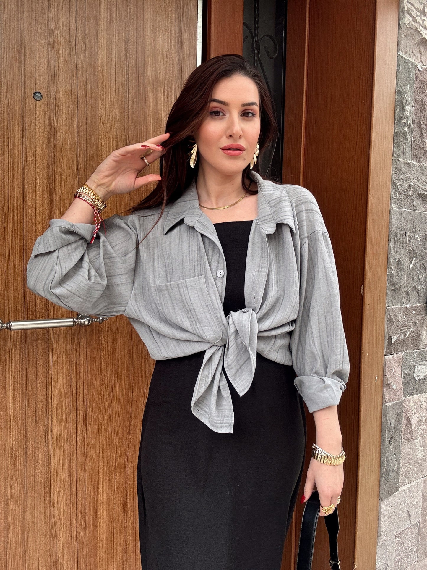 Ayarlanabilir ince askılı keten elbise SİYAH