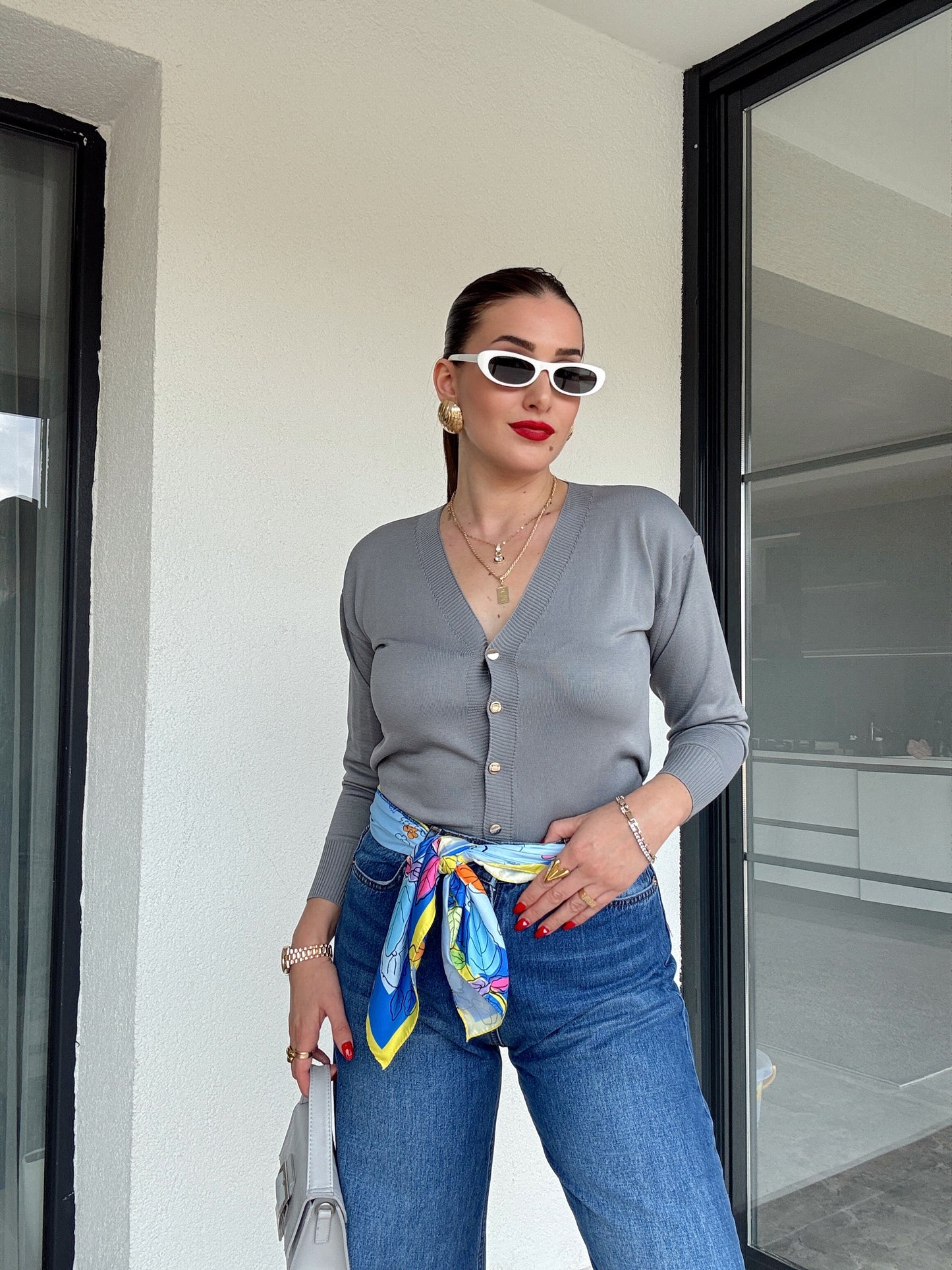 Premium Basic Hırka Gri