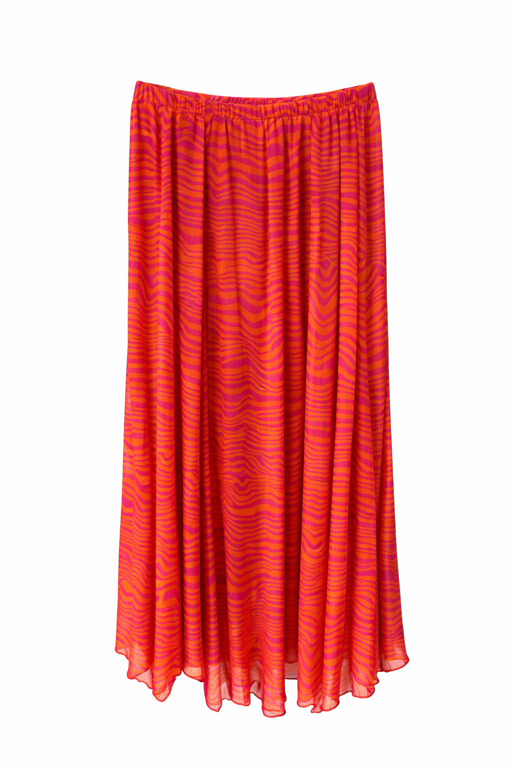 Etnik desen şifon astarlı etek Turuncu