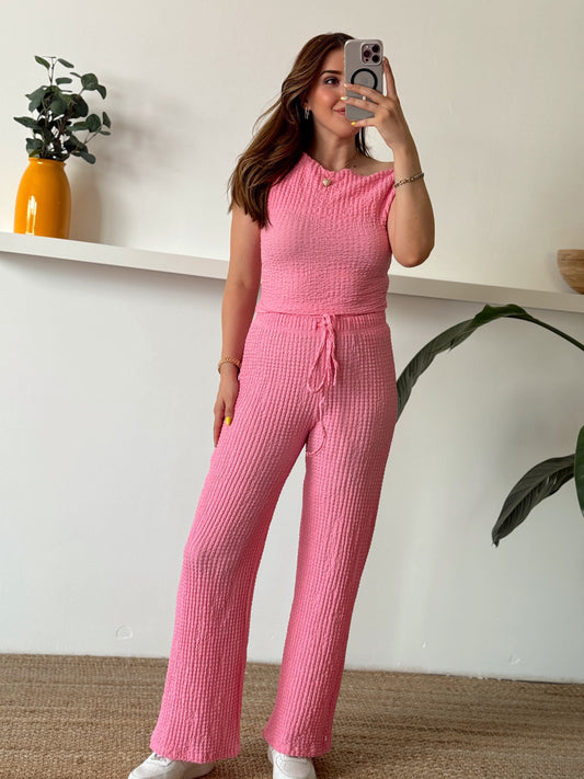 ELİZA yanları büzgülü ikili takım PEMBE