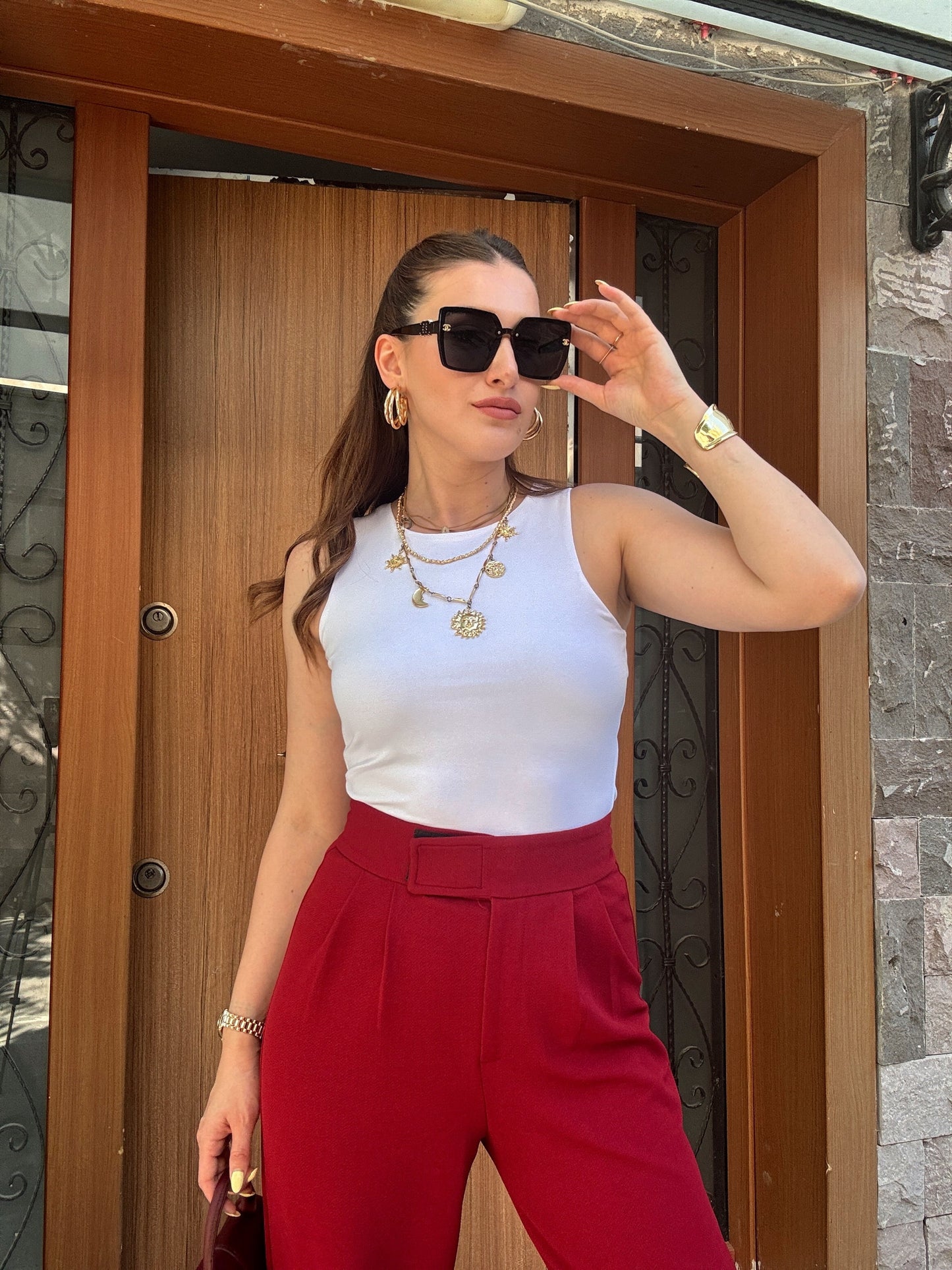 İrmela Halter Yaka Bluz Beyaz