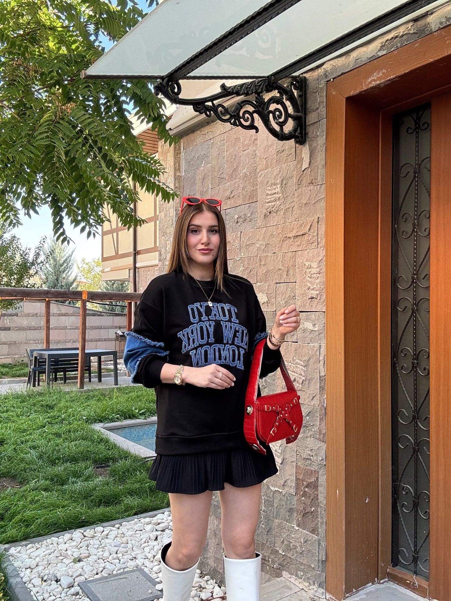 TOKYO Kot Garnili SweatShirt - SİYAH
