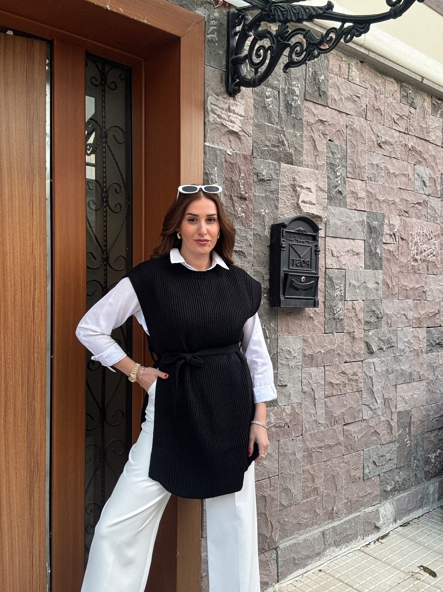 Selanik Kemerli Süveter - SİYAH