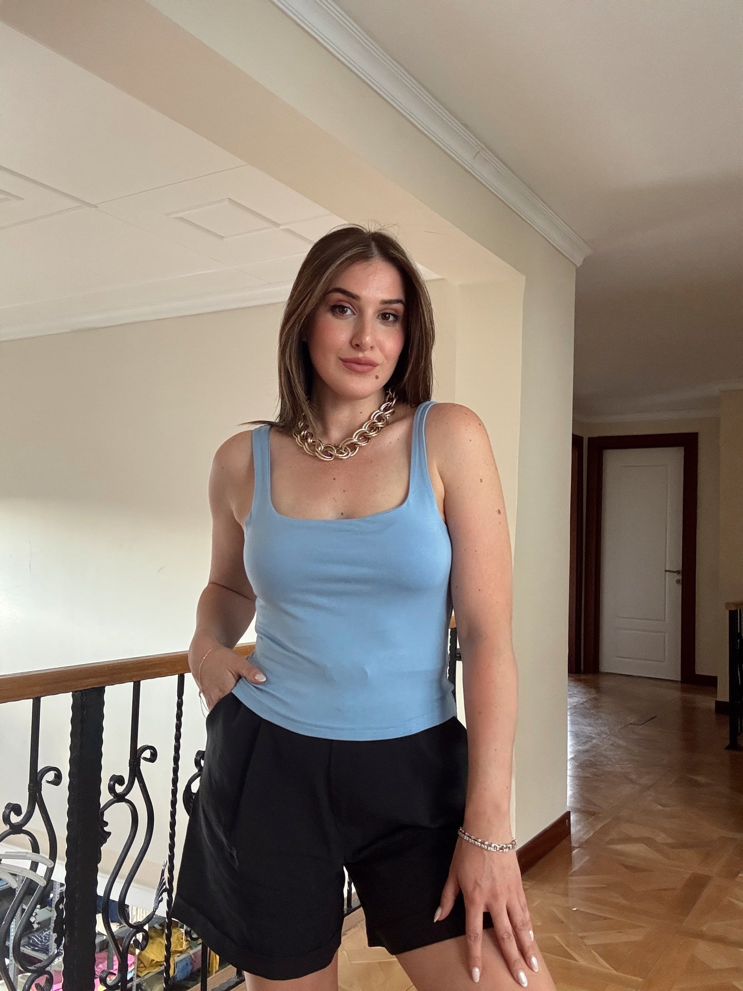 Kare yaka modal atlet MAVİ