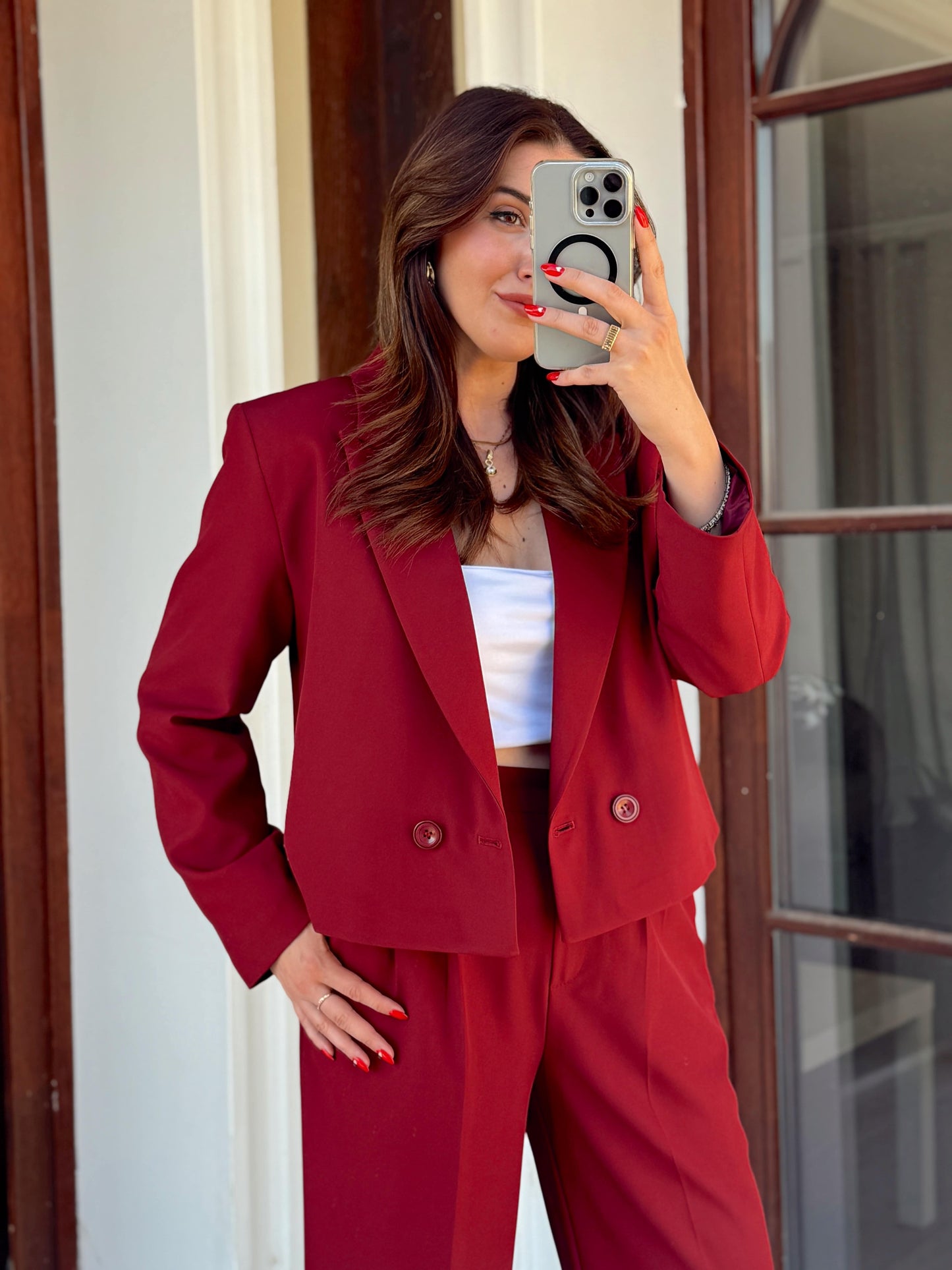 Lina Premium Ceket Pantolon takım Bordo