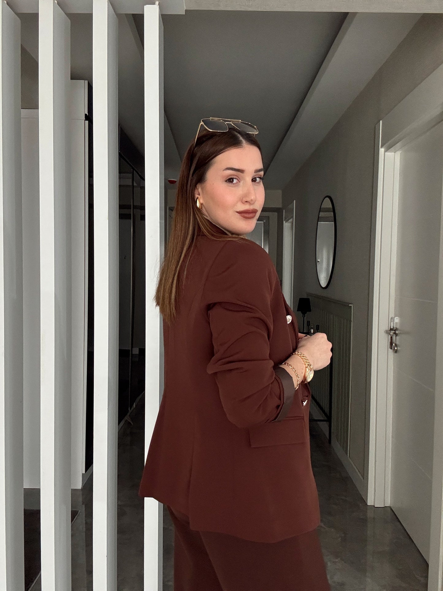 DIANA Düğmeli Astarlı Ceket - KAHVERENGİ