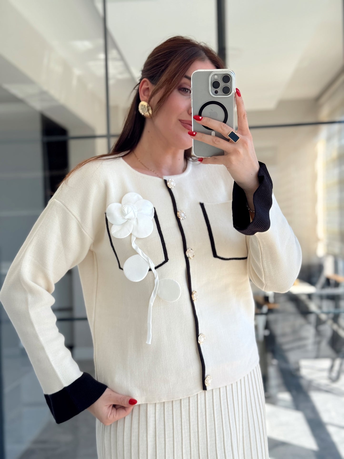 Florya etekli ikili triko takım BEJ