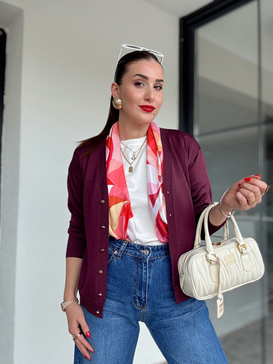 Premium Basic Hırka Mürdüm