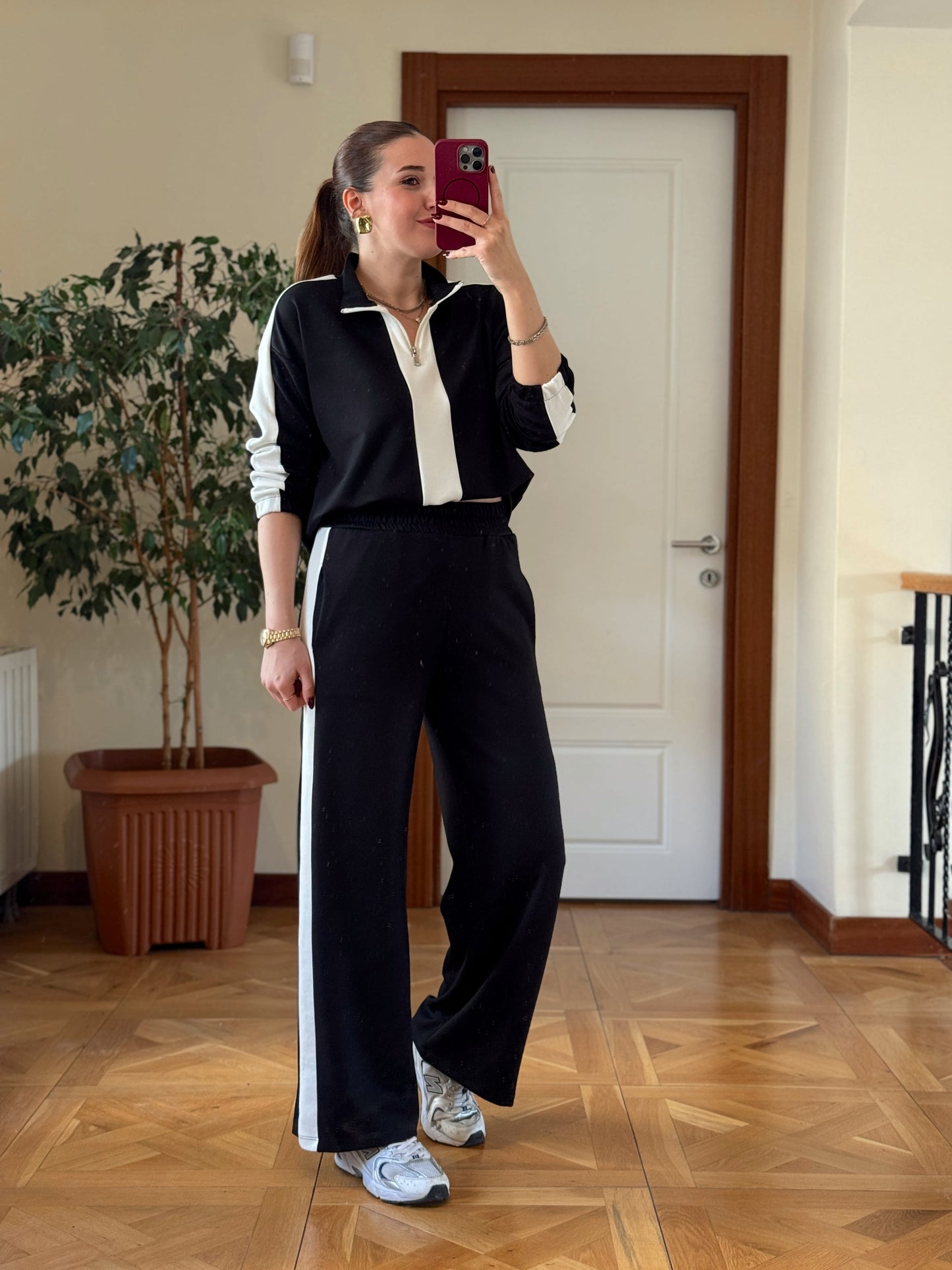 Yarım Fermuarlı Modal Takım Siyah