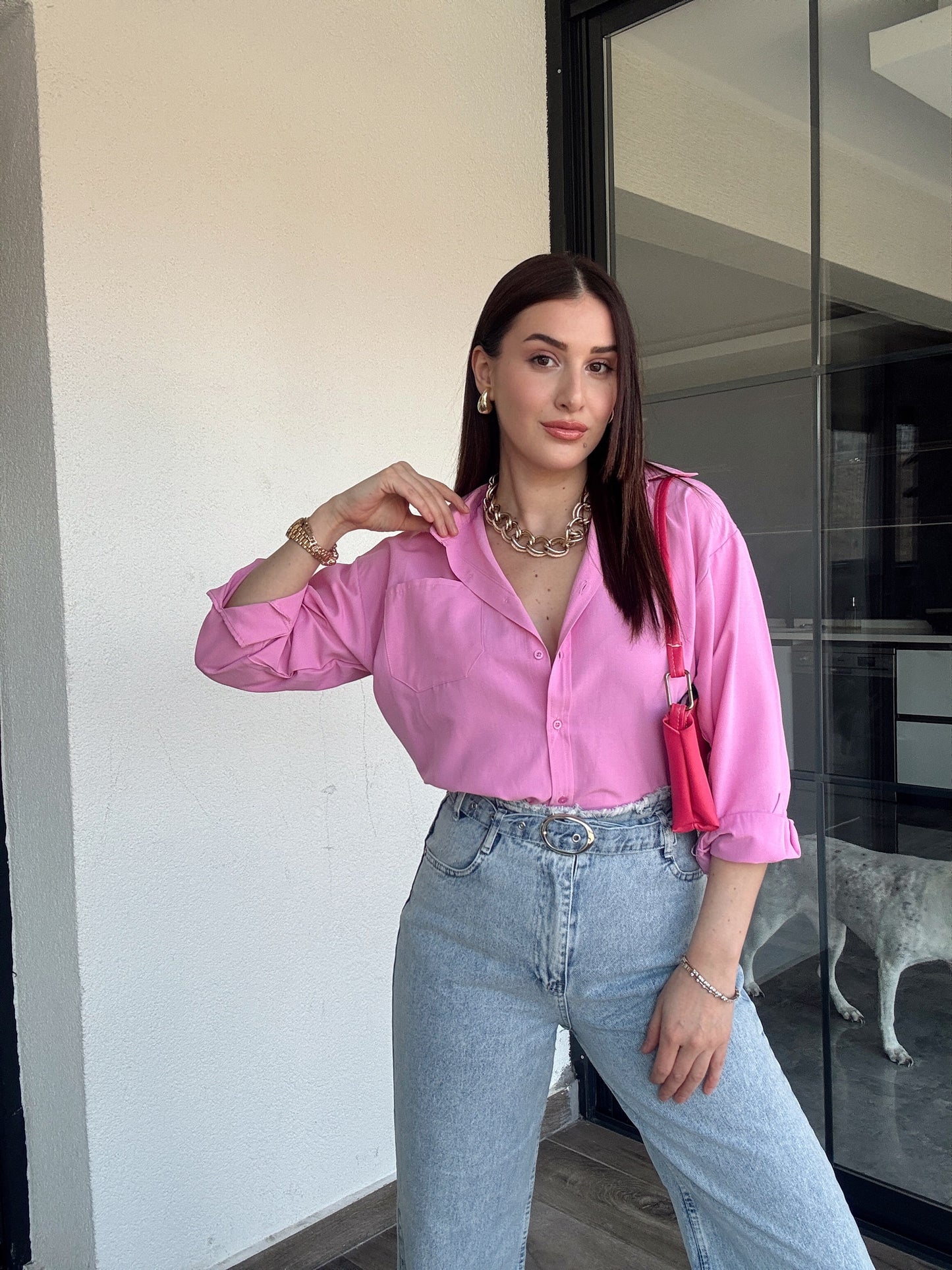 Tek Cepli Gömlek - PEMBE