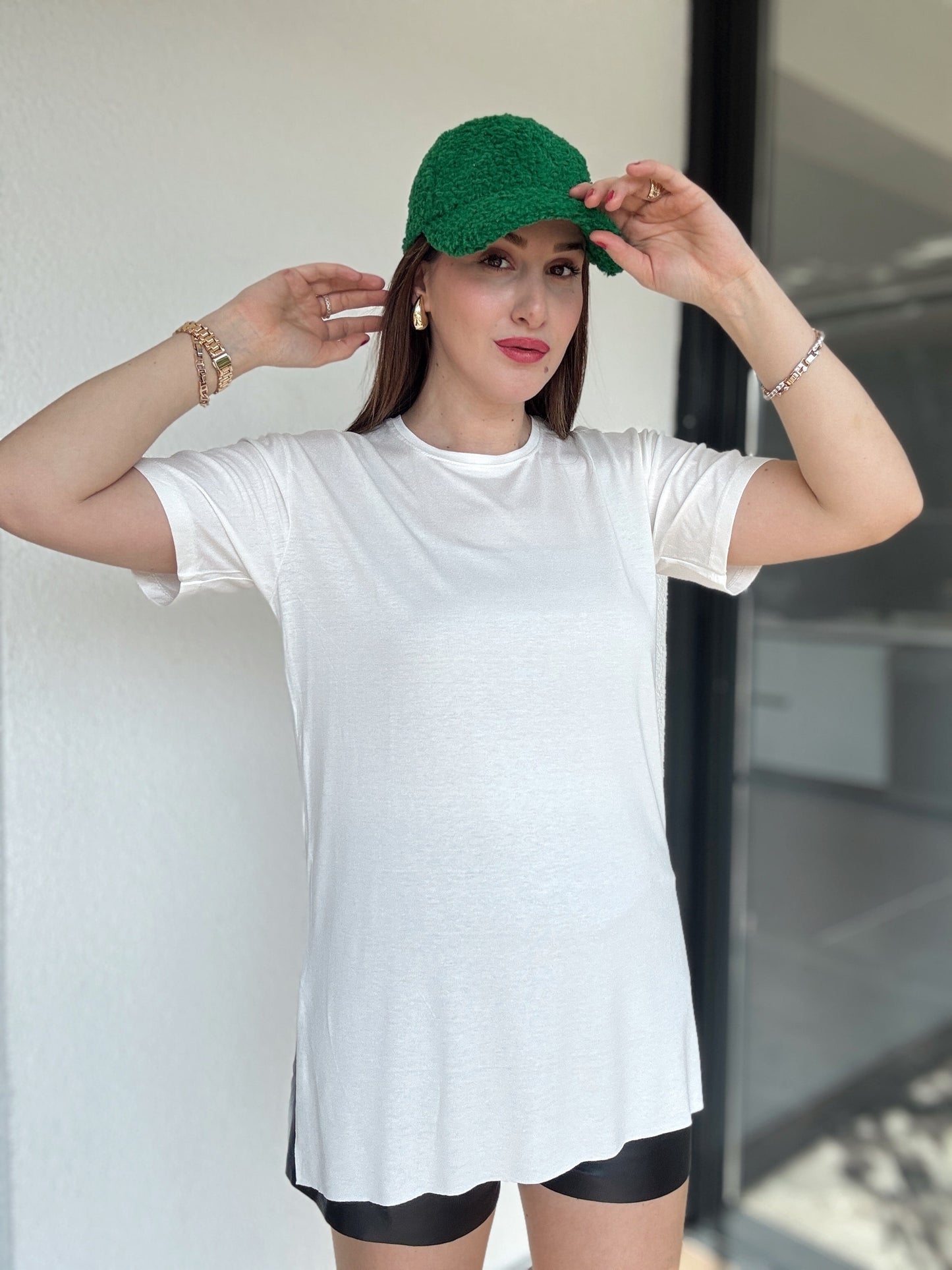 Viskon Sıfır Yaka Kısa Kol Tişört - EKRU