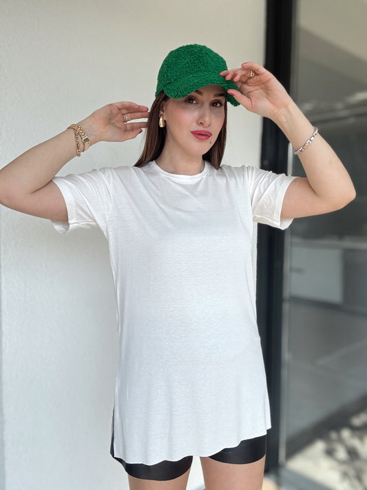 Viskon Sıfır Yaka Kısa Kol Tişört - EKRU