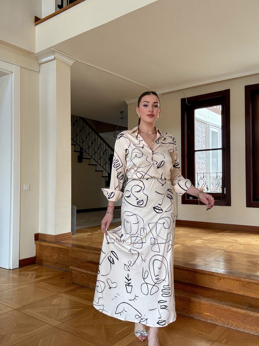 BOLEX desenli etek Bej