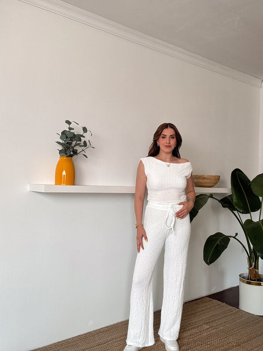 ELİZA yanları büzgülü ikili takım BEYAZ