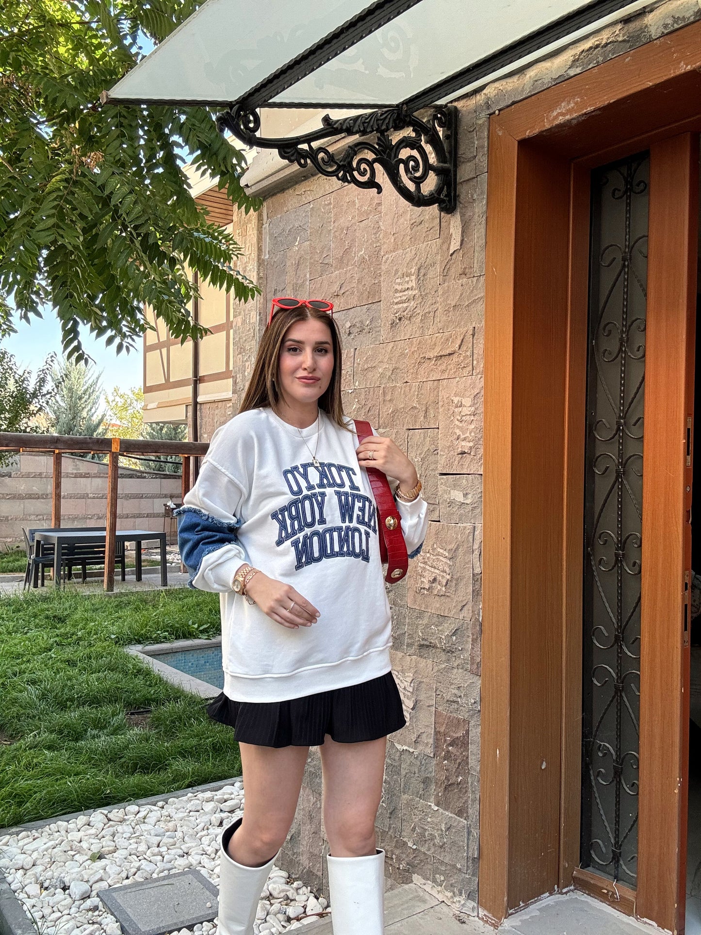 TOKYO Kot Garnili SweatShirt - BEYAZ