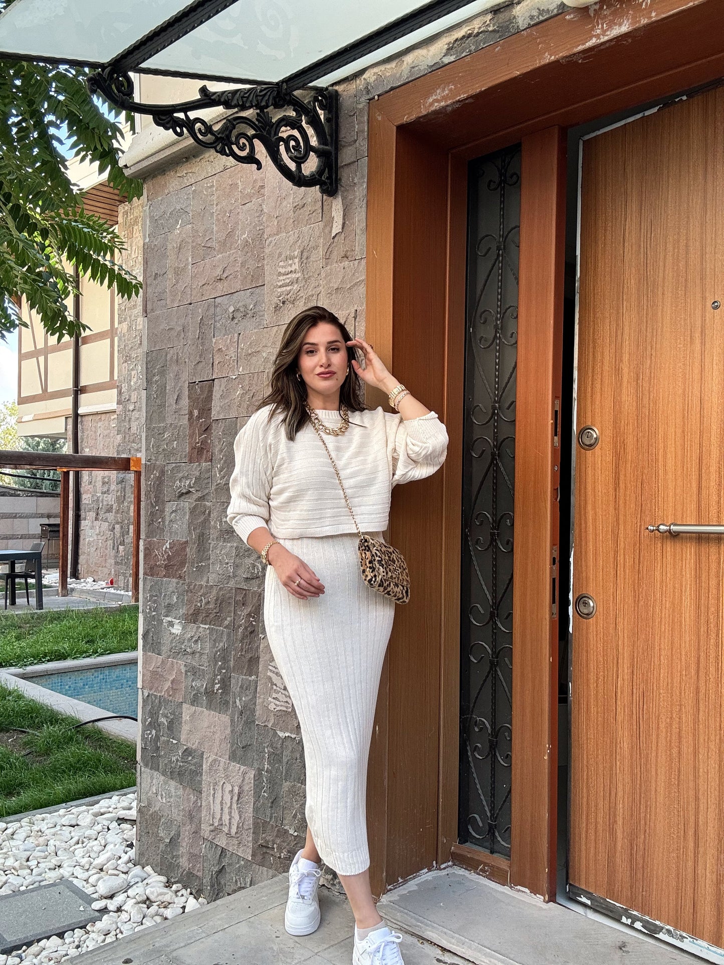 Fitilli Elbiseli Bluz Takım LATTE