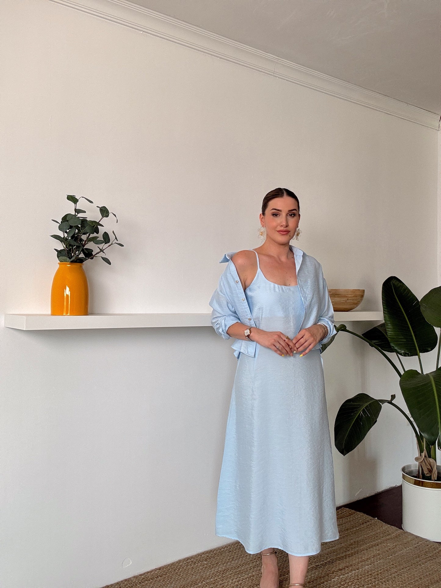 VİENA gömlek elbise ikili takım Mavi