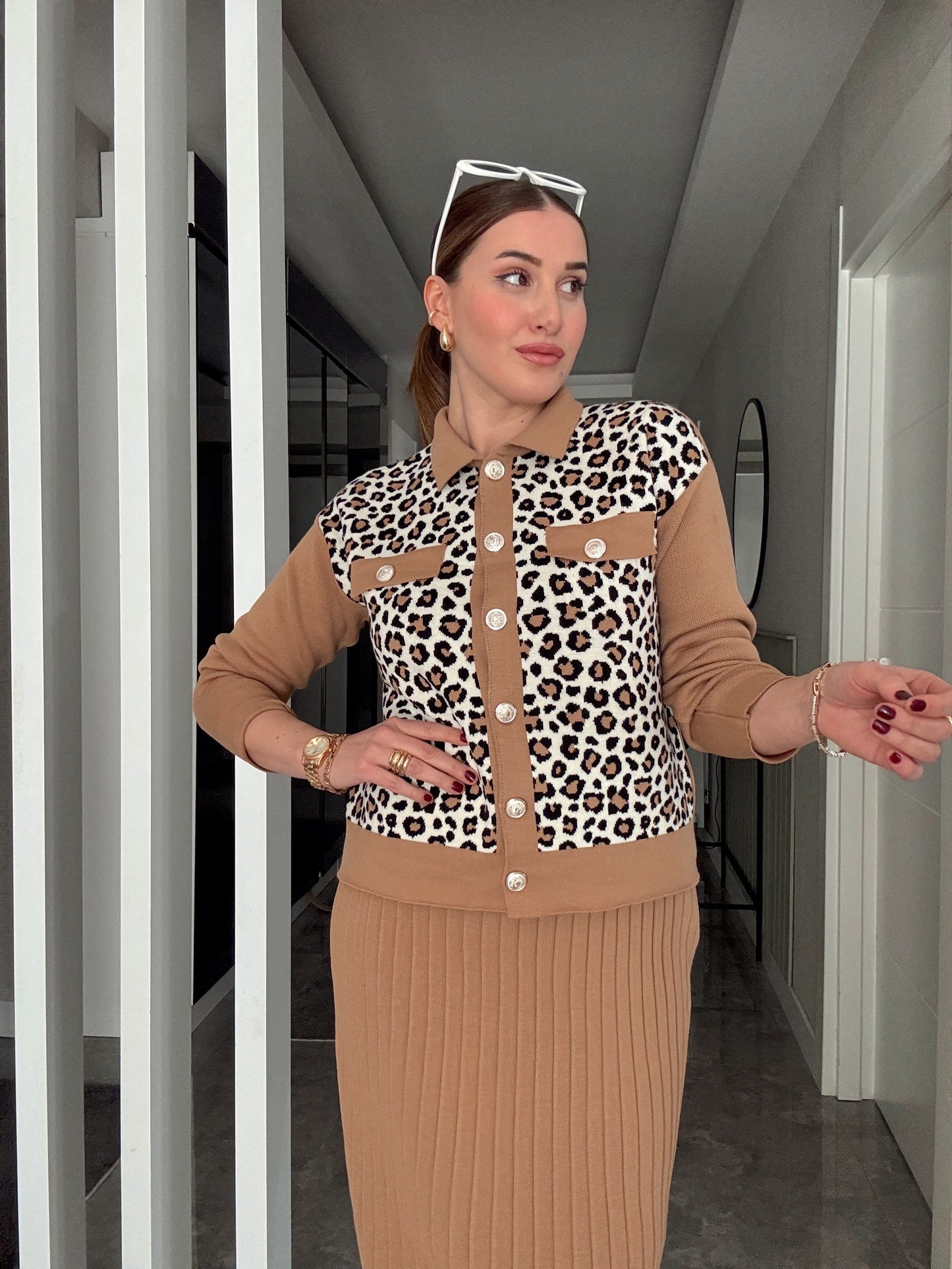 Leopar Desen Etekli Takım - CAMEL