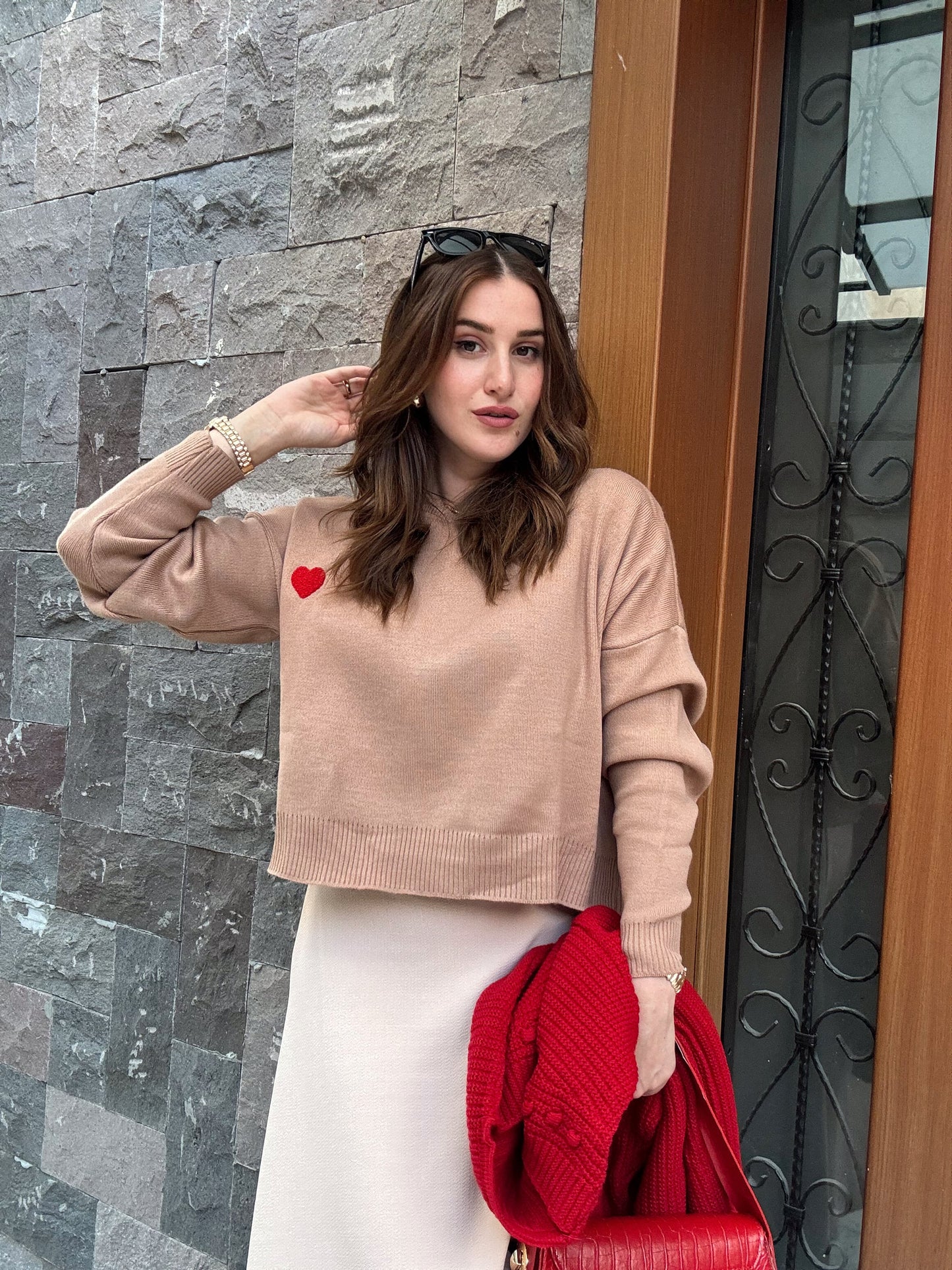 Kalp Aplikeli Crop Kazak - CAMEL