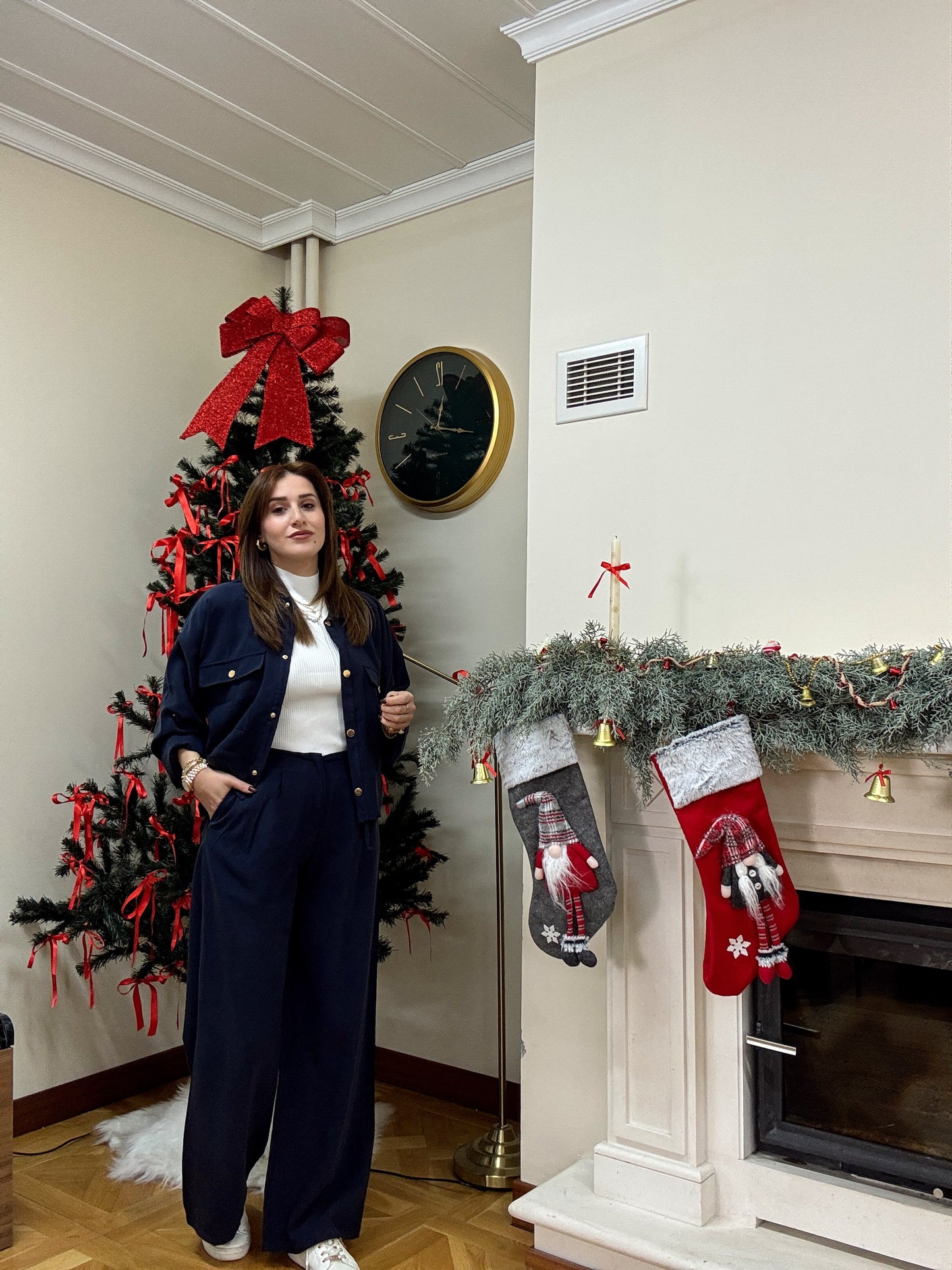 Mandela gold düğmeli ikili takım-LACİVERT