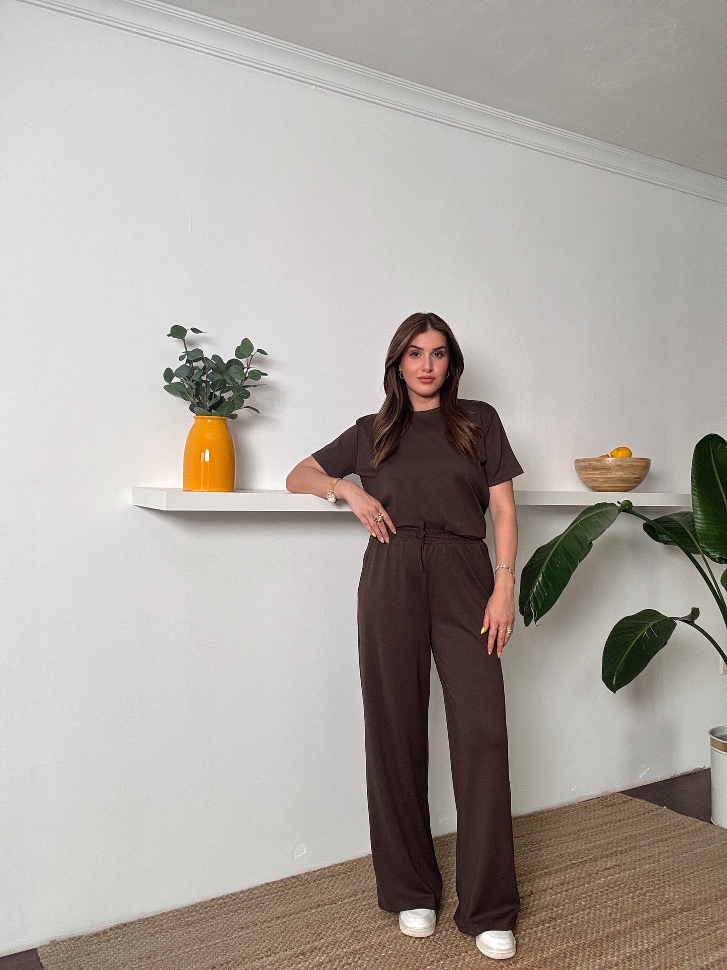 Klasik Modal Kumaş İkili Takım Kahve