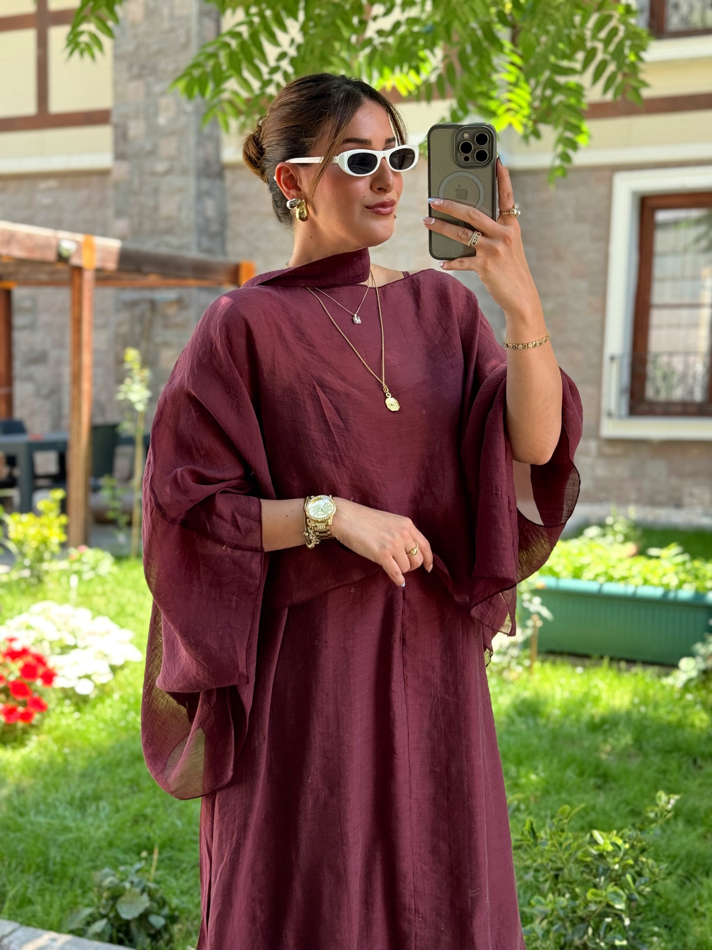 Bluzlu Premium Elbise Bordo