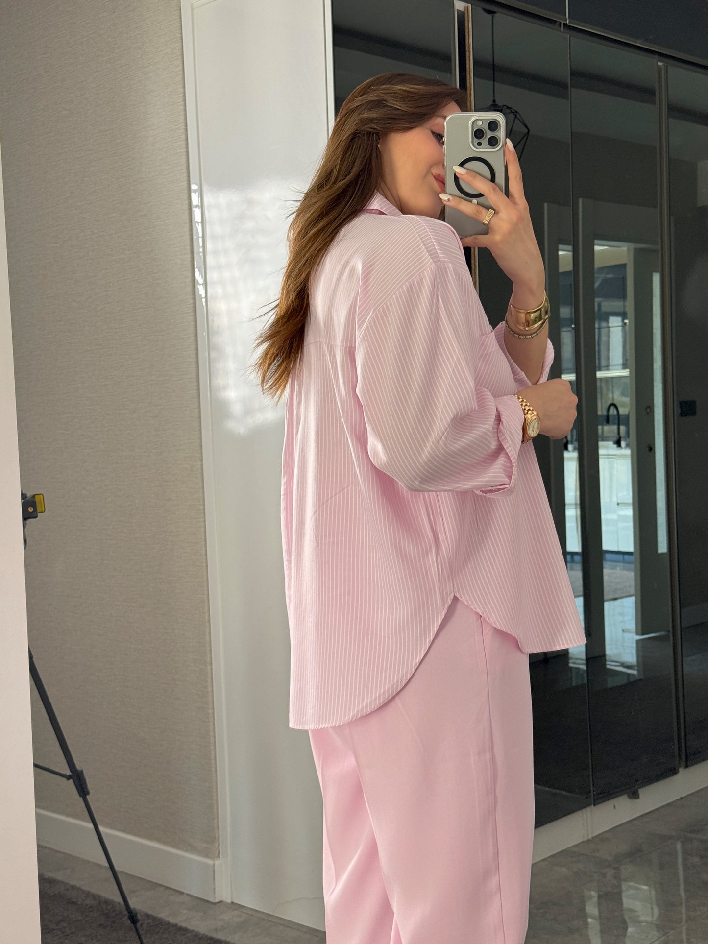 Çizgili Gömlek Pembe