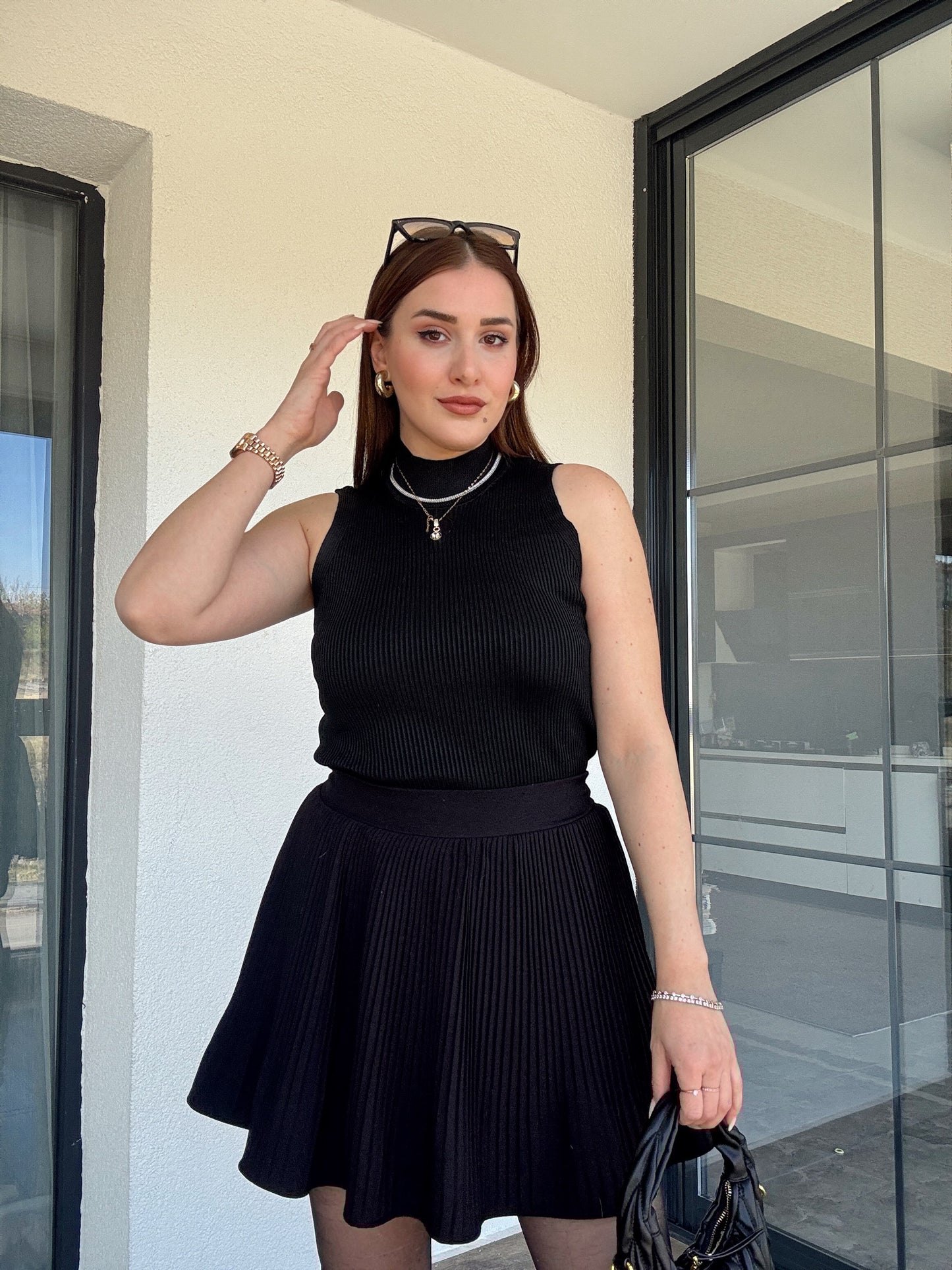 Kolsuz fitilli triko badi SİYAH