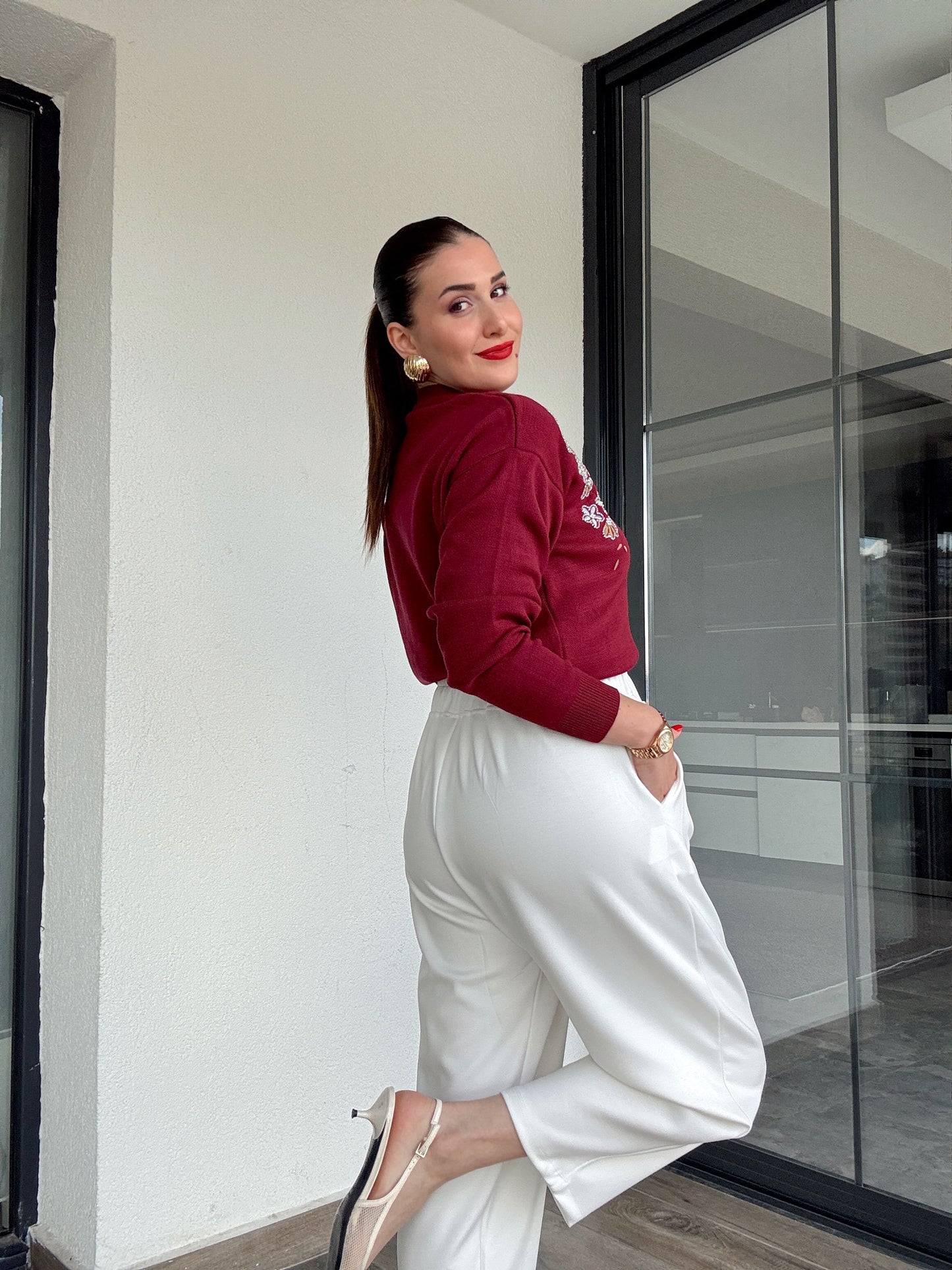 Beli Lastikli Modal Pantolon Ekru