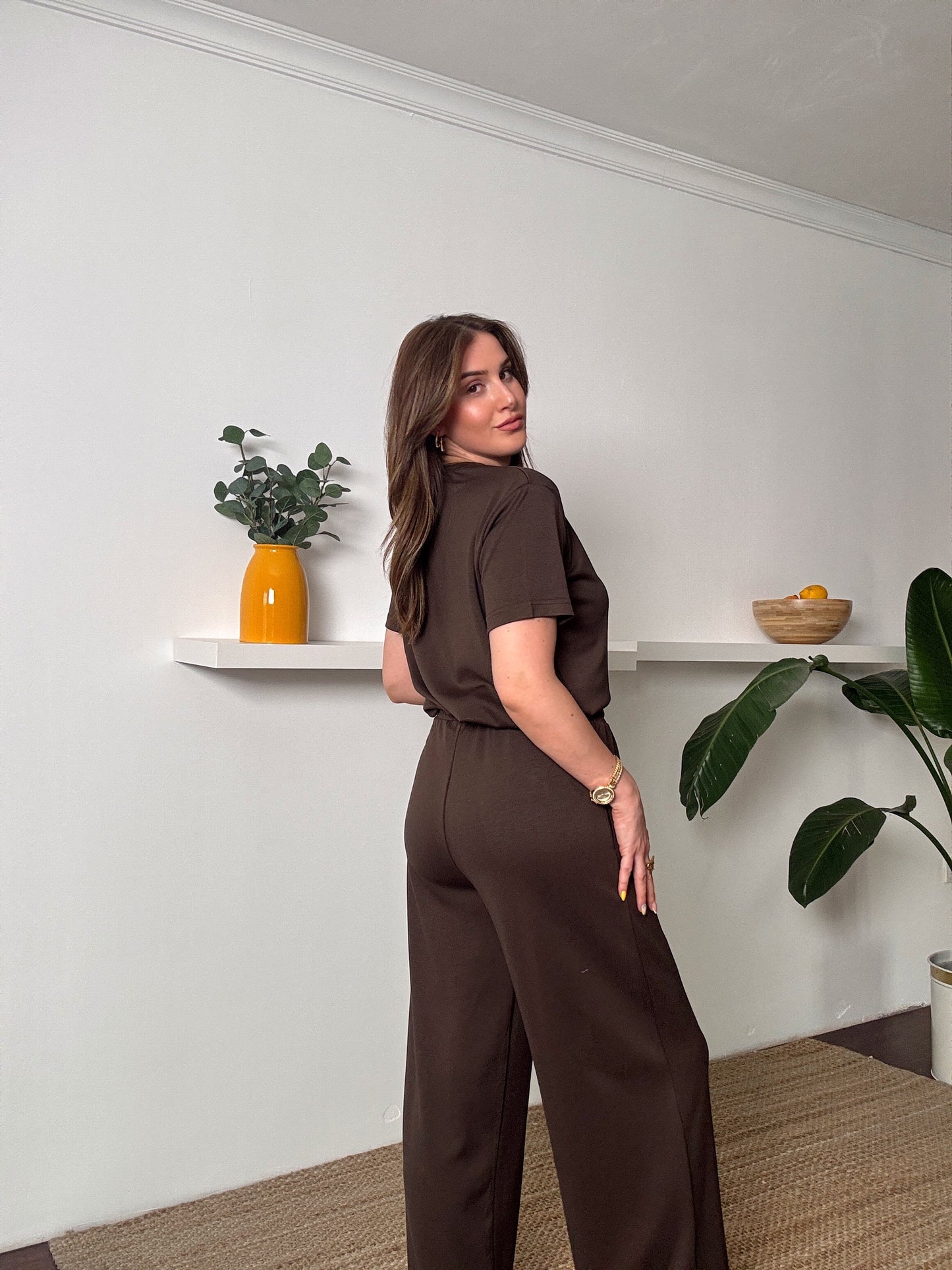 Klasik Modal Kumaş İkili Takım Kahve