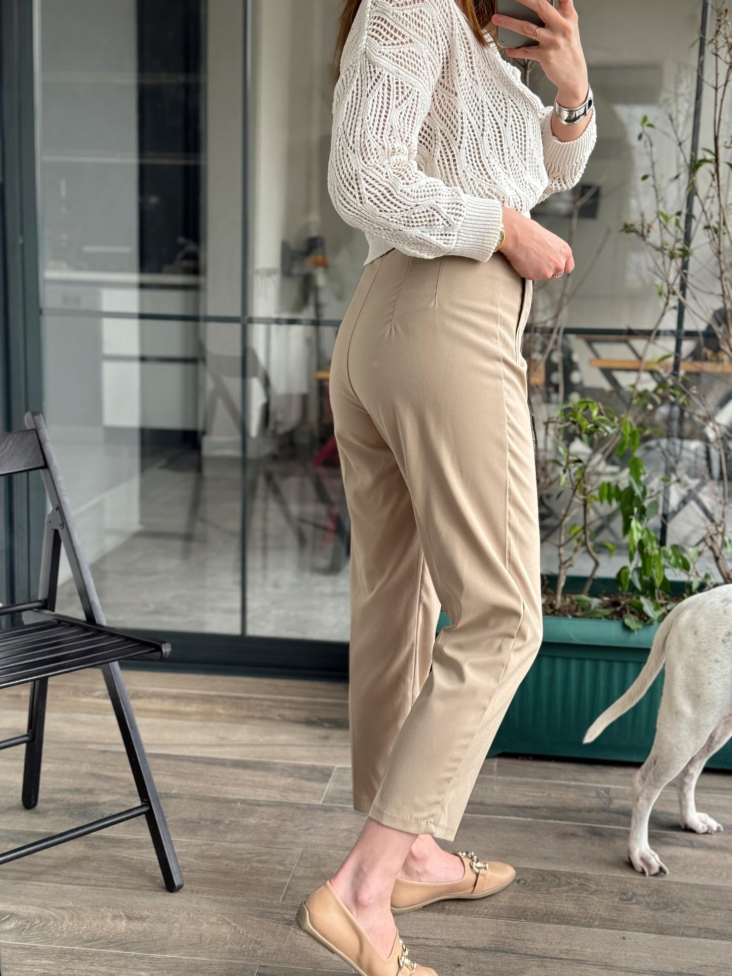 Beli Pensli Vivien Keten Pantolon - BEJ