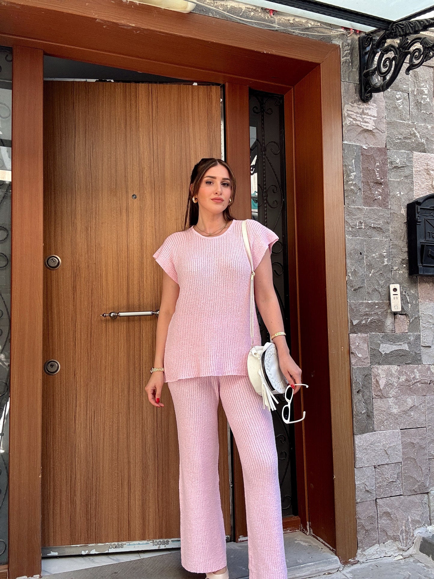 İki parça melanj takım PEMBE