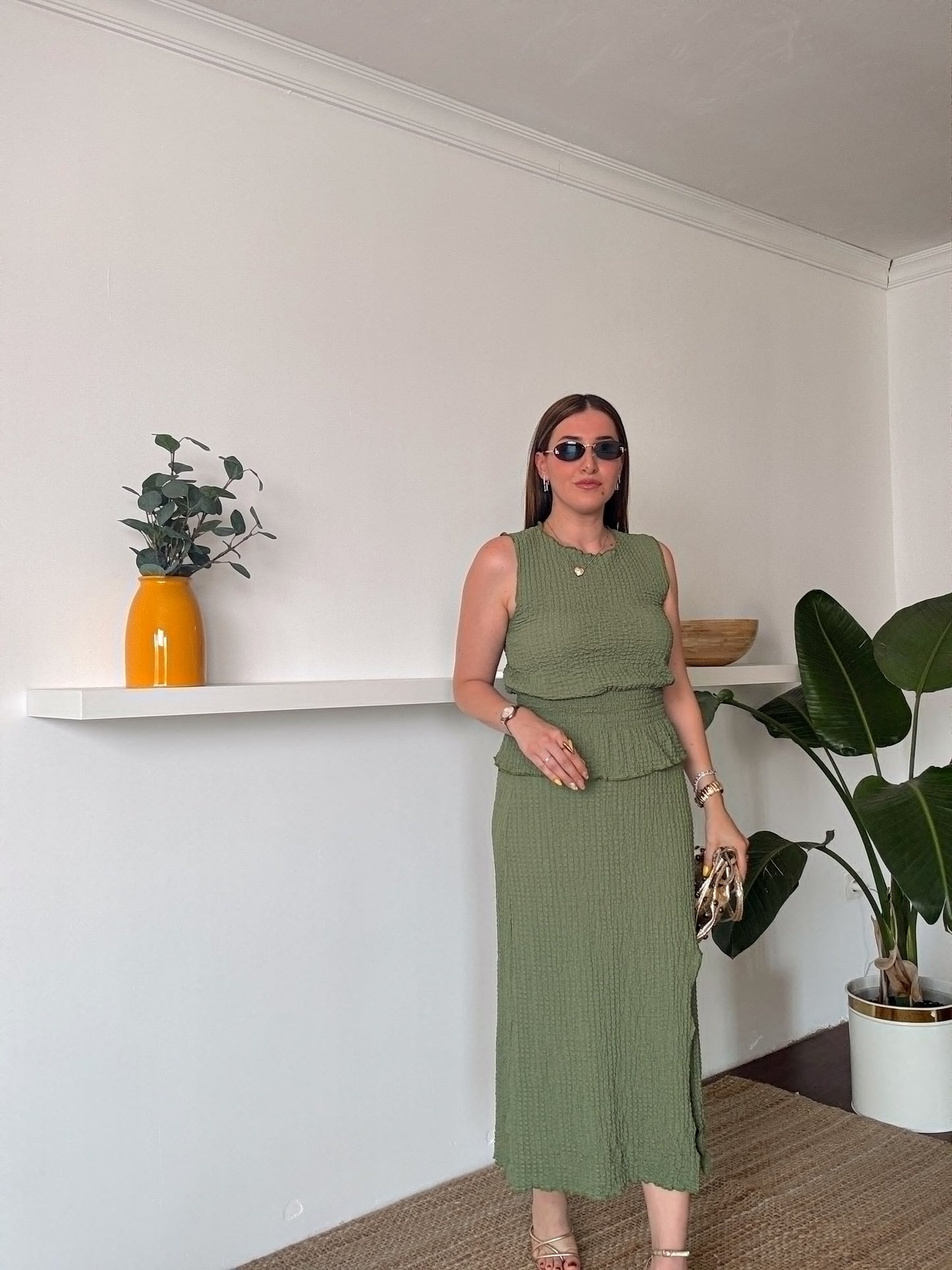 ODESSA bluz etek ikili takım HAKİ