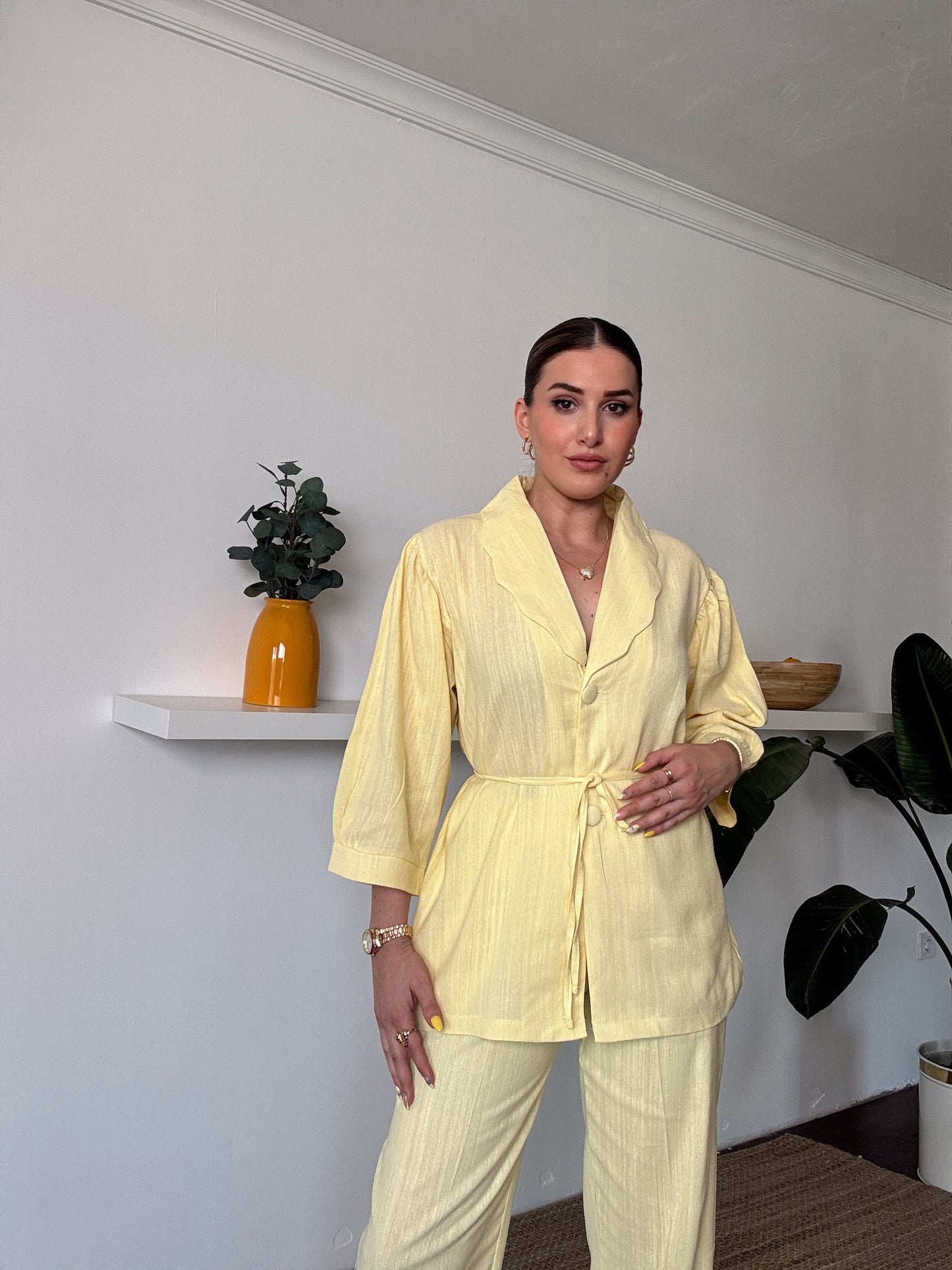 JULIET keten ceketli ikili takım SARI