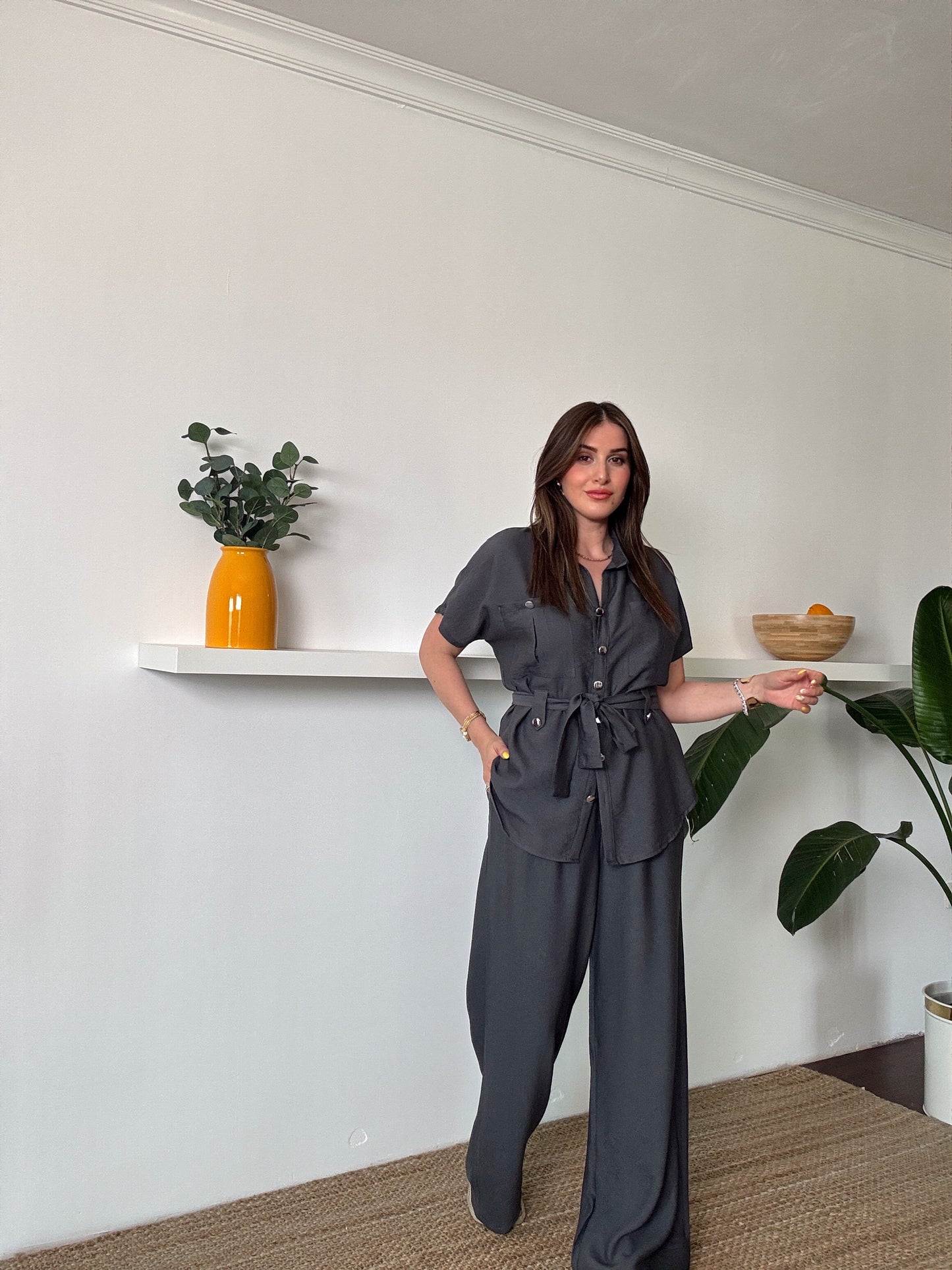 Kuşak detaylı İkili Takım FÜME