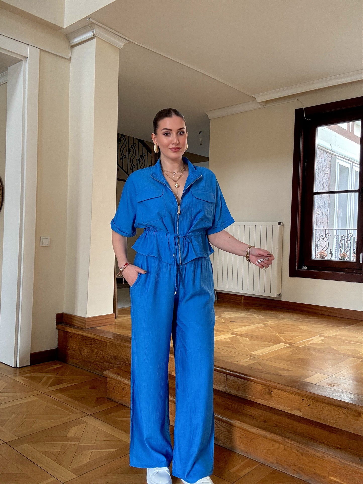 Pantolon Fermuarlı ceket takım - Mavi