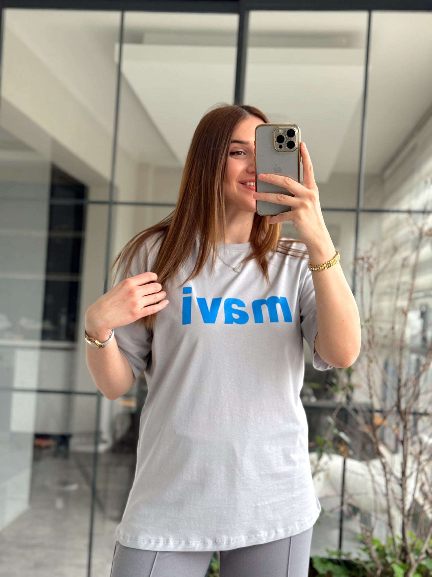 MV Baskılı Organik Tişört - GRİ