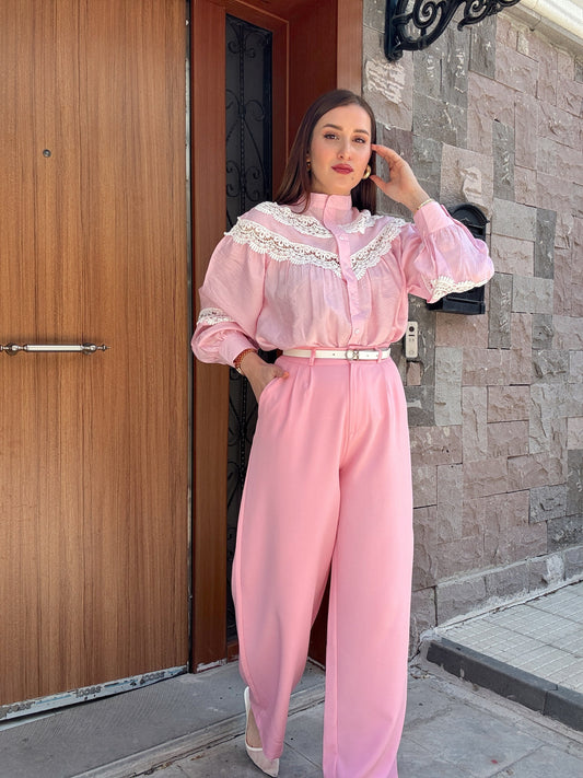 Palazzo Bol Paça Pantolon Pembe