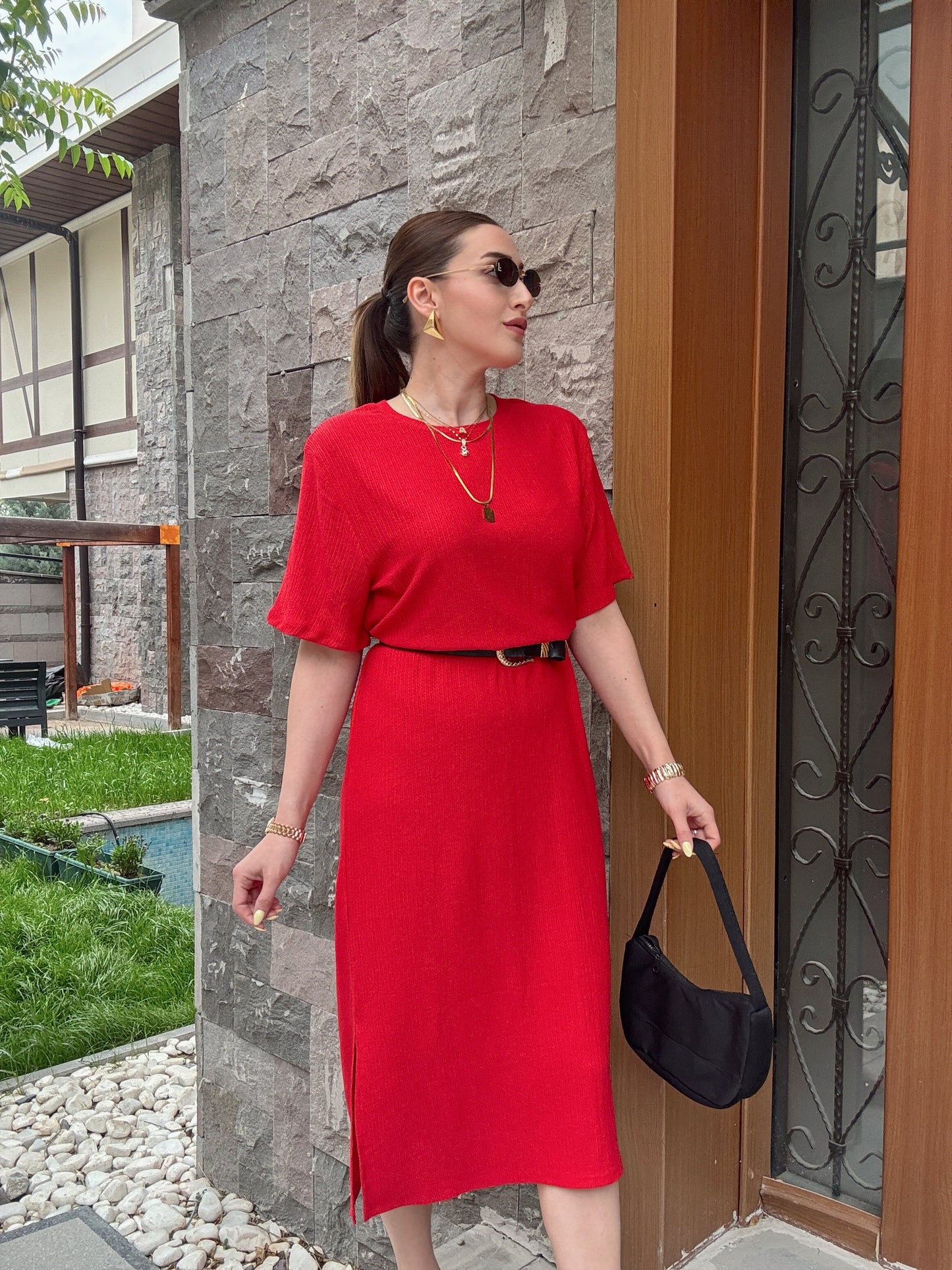 Oversize Salaş Elbise Kırmızı