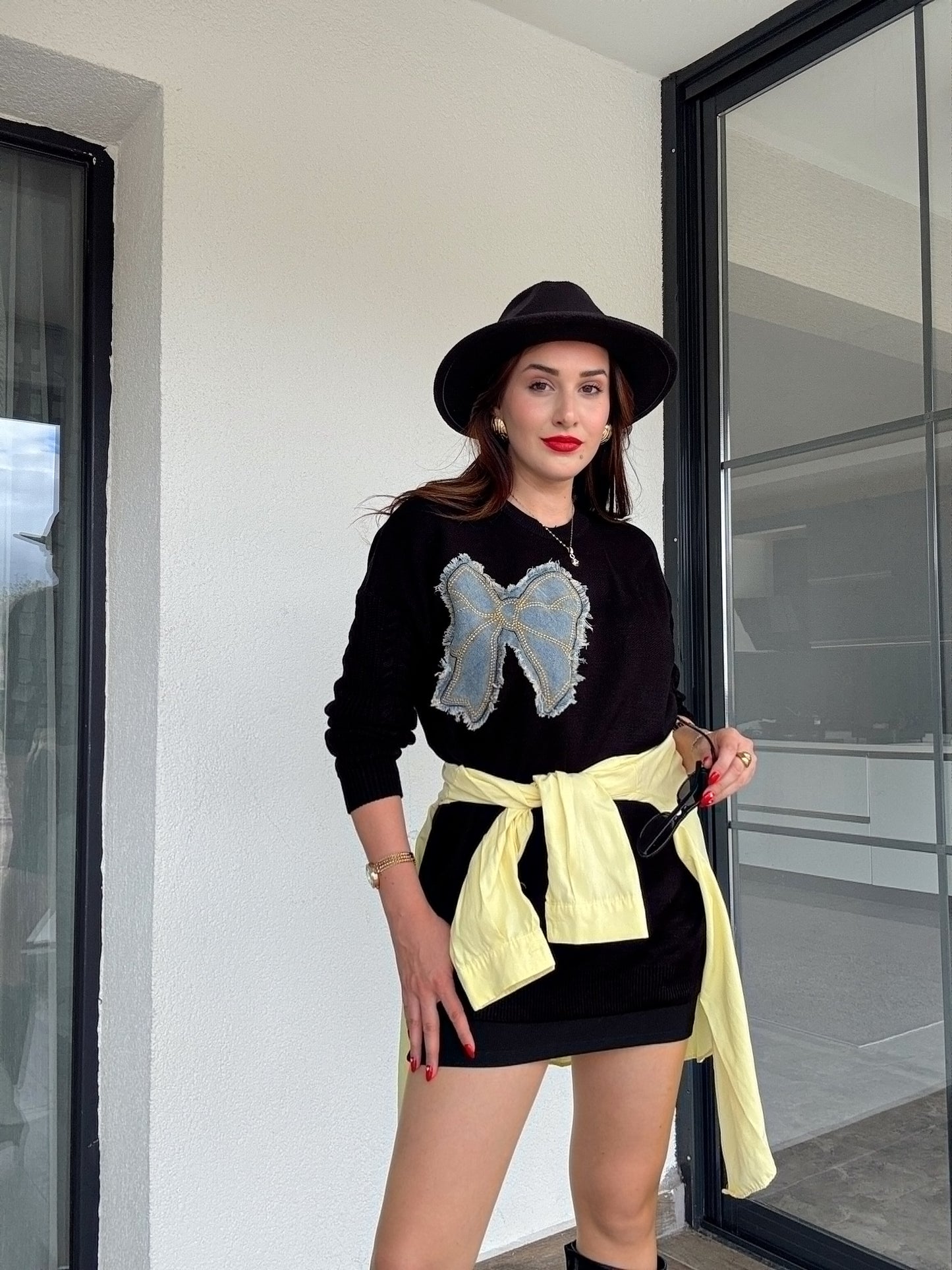 Twst model kot fiyonk detaylı kazak SİYAH