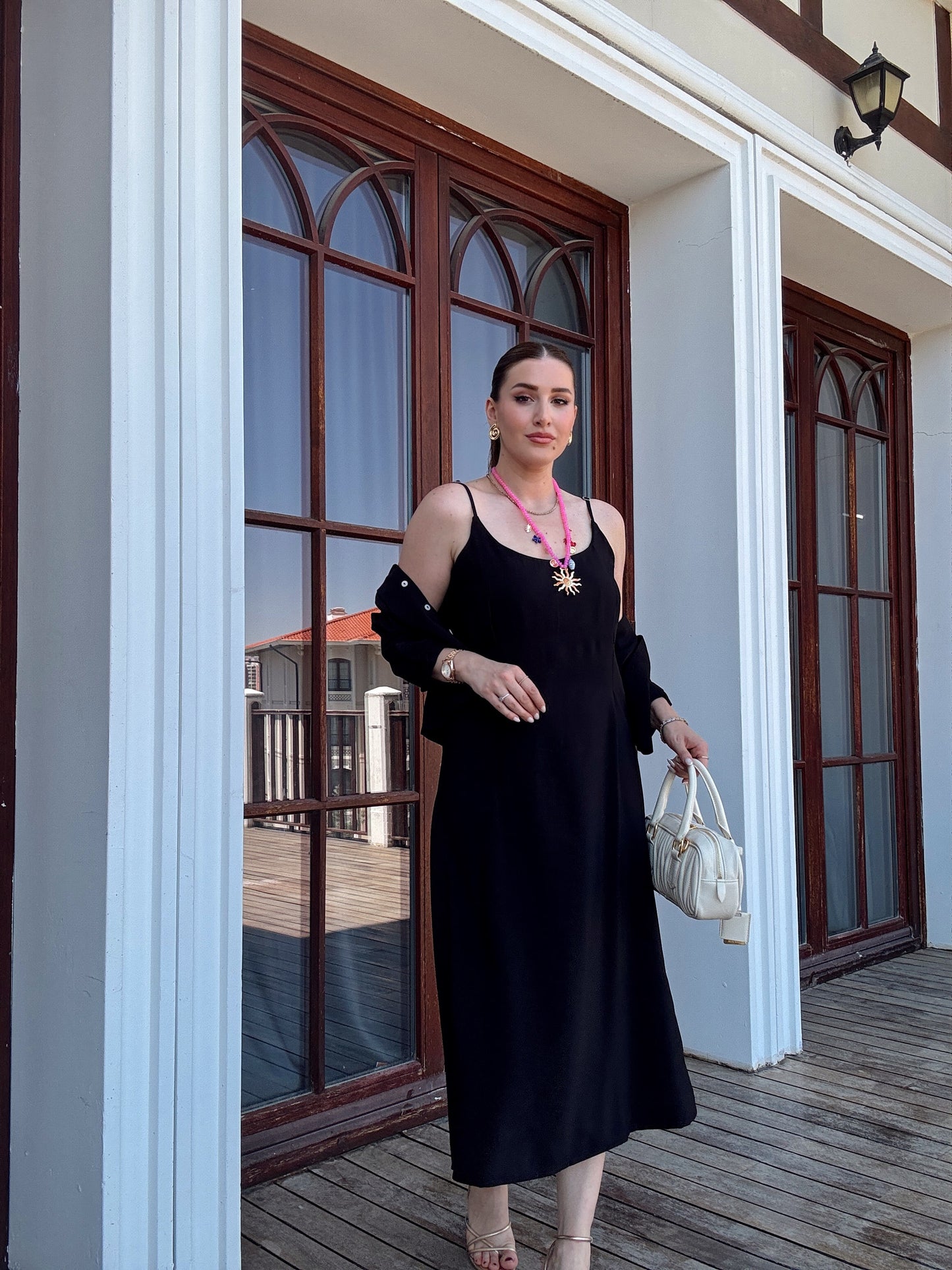 VİENA gömlek elbise ikili takım SİYAH