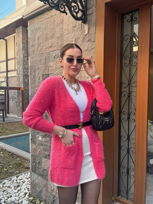 Sakallı Cepli Basic Ceket - FUŞYA