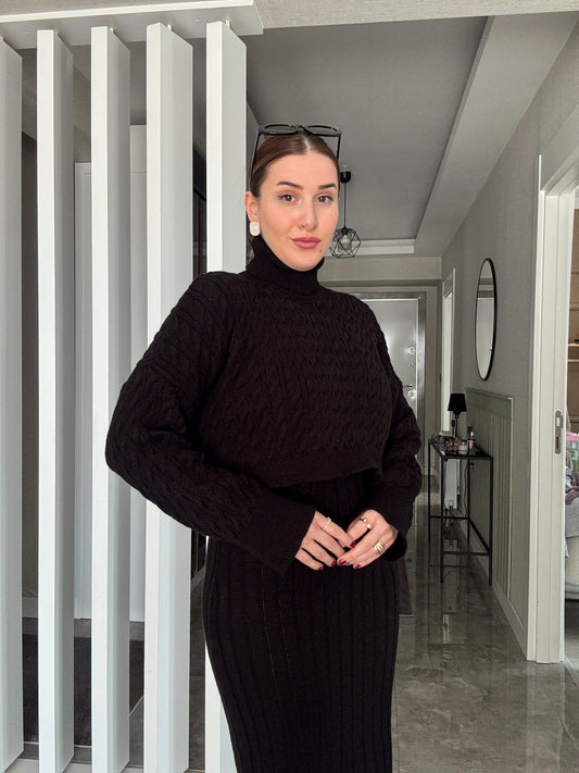 Balıkçı Saç Örgü Jileli Takım -SİYAH