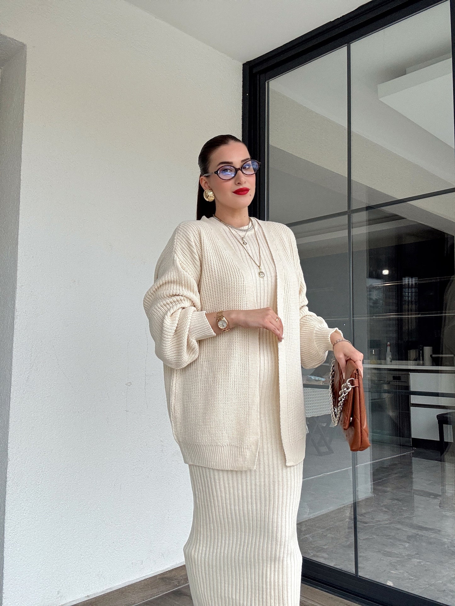 Hırkalı takım elbise-LATTE