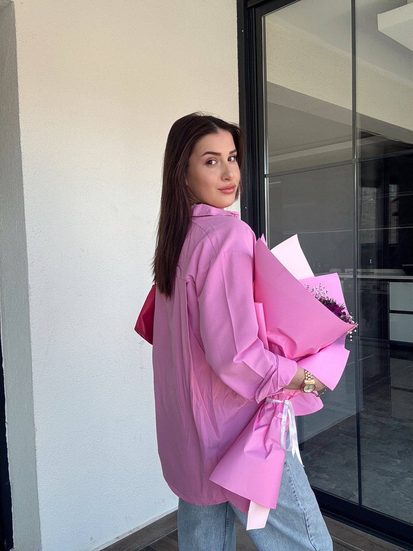 Tek Cepli Gömlek - PEMBE