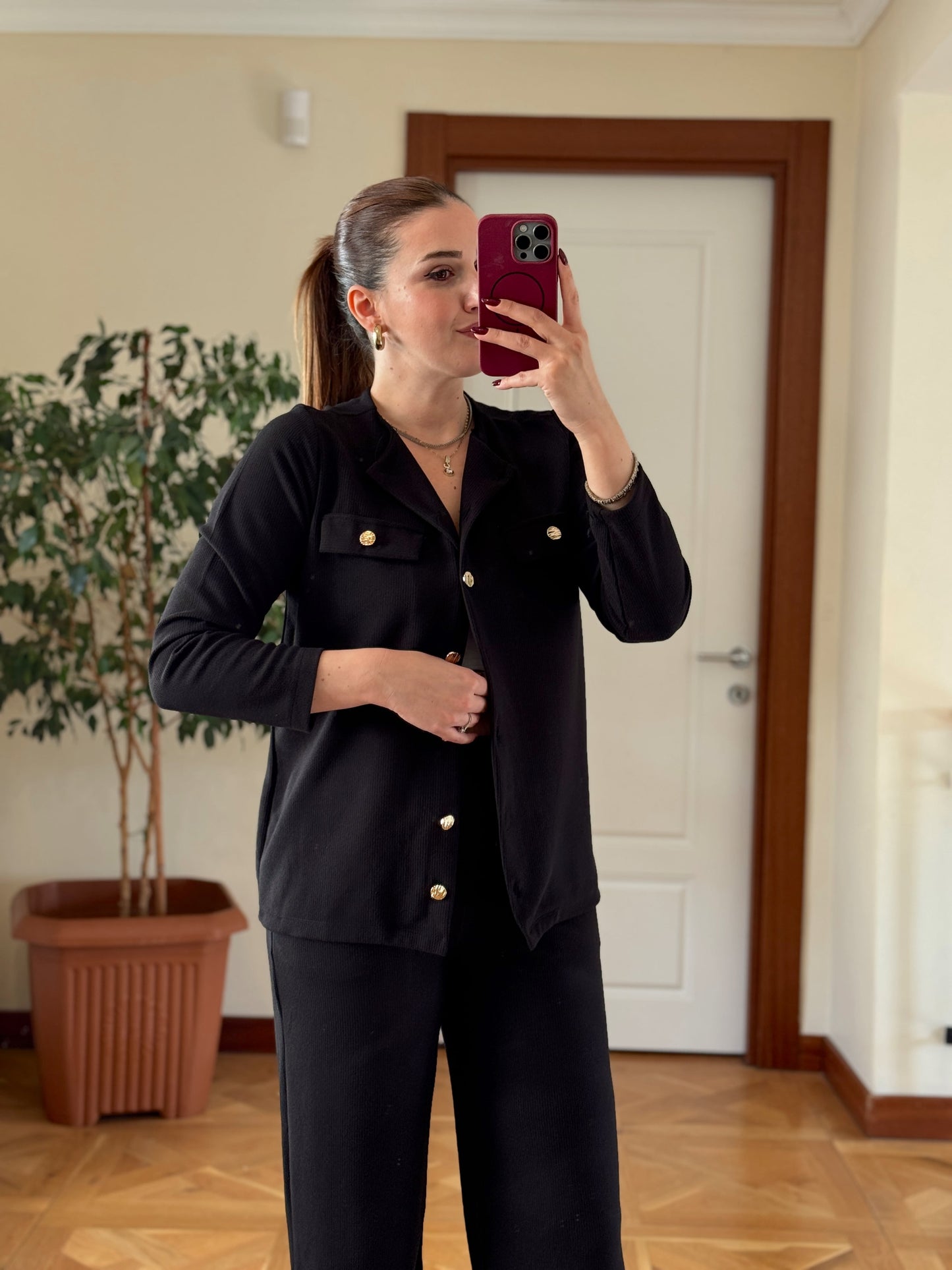 Paça gold düğmeli selanik takım SİYAH