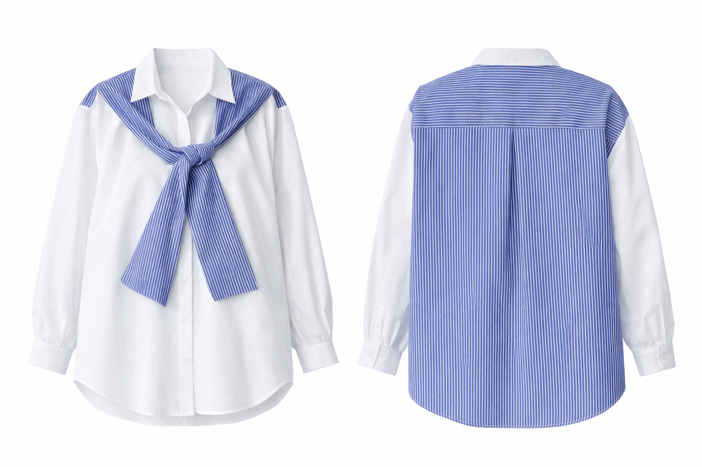 Omuz Akseuarlı Garnili Gömlek-KOYU MAVİ