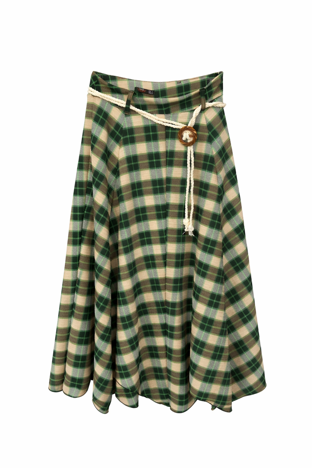 Kareli hasır kemer etek Yeşil